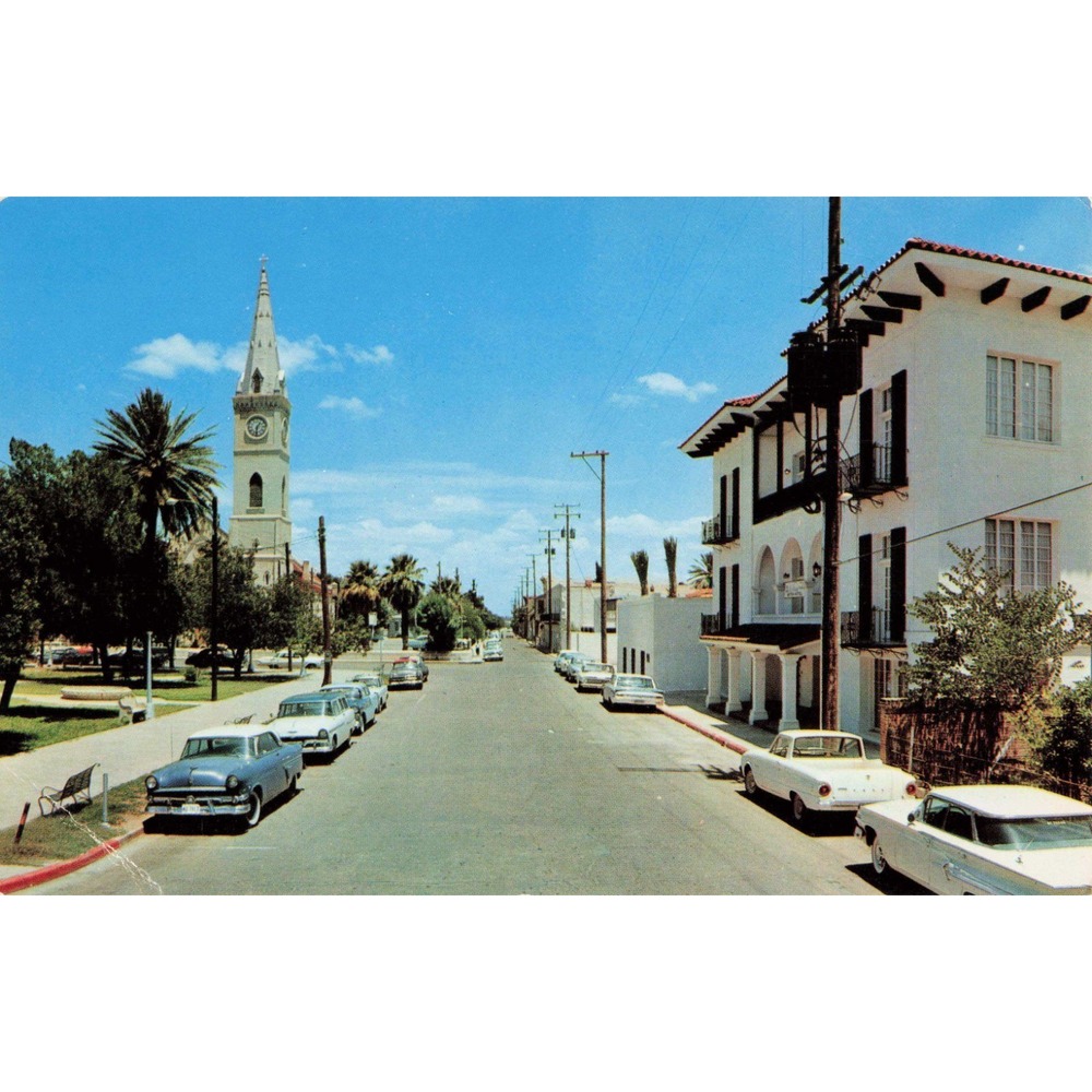 Vintage Laredo Texas San Agustin Church Plaza Postcard MB-101 C12662 - Picture 1 of 2